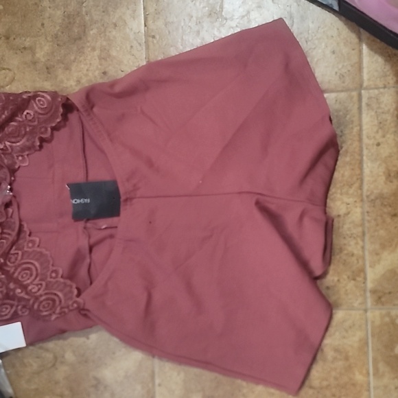 Fashion Nova avi light marsala red shorts jumper romper xl lace stretch - Picture 9 of 9